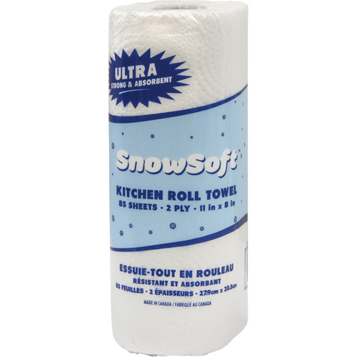 Essuie-tout pour cuisines de premi&egrave;re qualit&eacute; Snow Soft, 2 Pli, 85 Feuilles/rouleau, 8" la, 11" lo Groupe Belzile Dickner