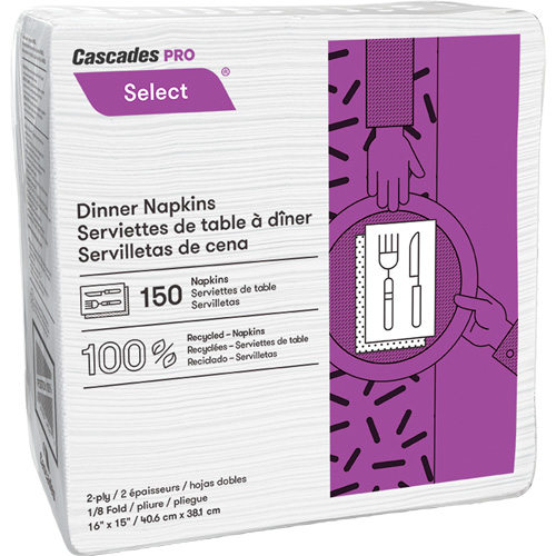 Pro Select&reg; 1/8 Fold Dinner Napkin, 2 Ply, 15" x 16" Groupe Belzile Dickner