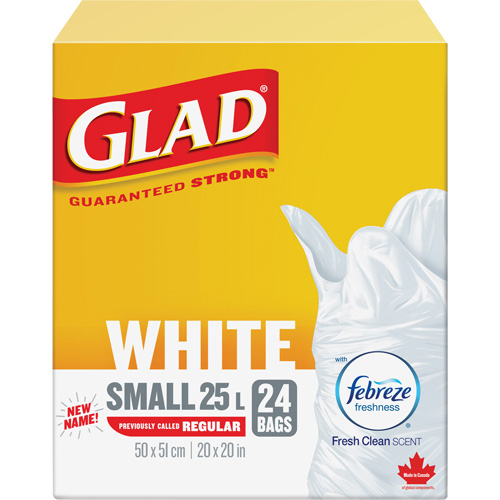Small 25L Febreze Garbage Bags, Regular, 20" W x 20" L, White Groupe Belzile Dickner