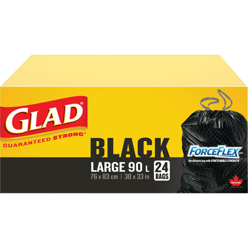 Sacs &agrave; ordures 90 L, R&eacute;gulier, 30" la x 33" lo, Noir Groupe Belzile Dickner