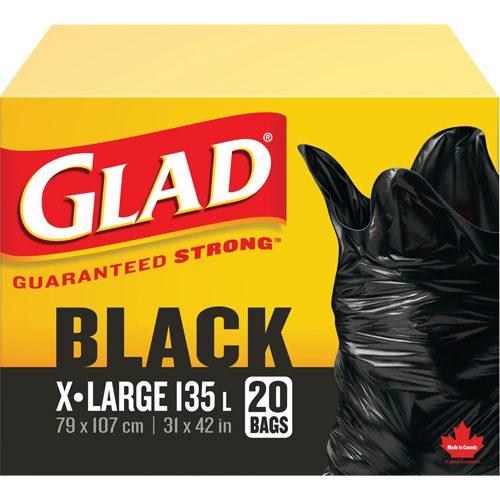 135L Garbage Bags, Regular, 31" W x 42" L, Black Groupe Belzile Dickner