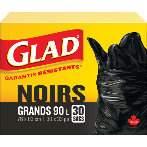Sacs &agrave; ordures 90 L, R&eacute;gulier, 30" la x 33" lo, Noir Groupe Belzile Dickner
