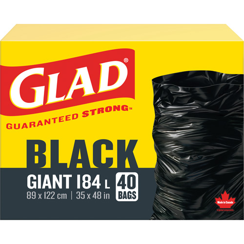 Sacs &agrave; ordures 184 L, R&eacute;gulier, 35" la x 48" lo, Noir Groupe Belzile Dickner