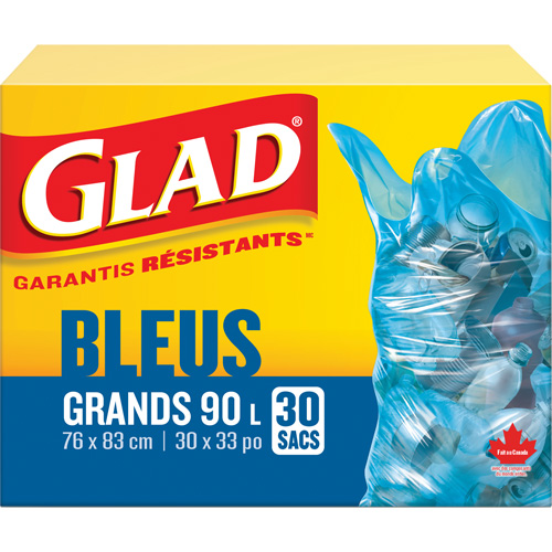 45L Recycling Bags, Regular, 30" W x 33" L, Blue Groupe Belzile Dickner