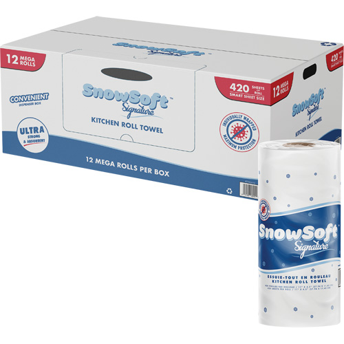 Snow Soft Signature Kitchen Towel Roll, 2 Ply, 420 Sheets/Roll, 4.5" W, 11" L Groupe Belzile Dickner