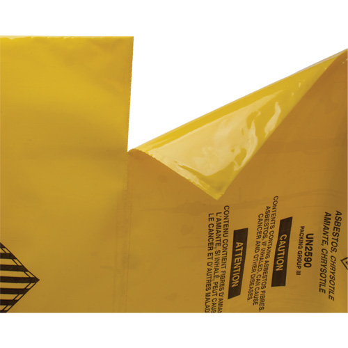 Doublures pour d&eacute;chets dangereux, Amiante, 40" lo x 26" la, 3 mils Groupe Belzile Dickner