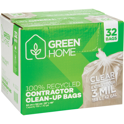 Green Home Garbage Bags, Strong, 33" W x 48" L, 3 mils, Clear, 159 L (42 Gal.) Capacity Groupe Belzile Dickner
