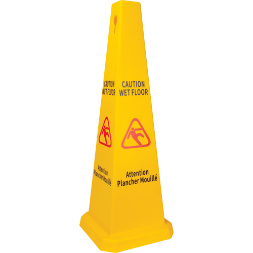 Wet Floor Safety Cone, Bilingual with Pictogram Groupe Belzile Dickner