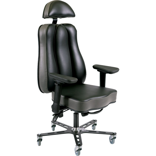 Synergo II 24h Ergonomic Chair, Vinyl, Black/Grey, 350 lbs. Capacity Groupe Belzile Dickner