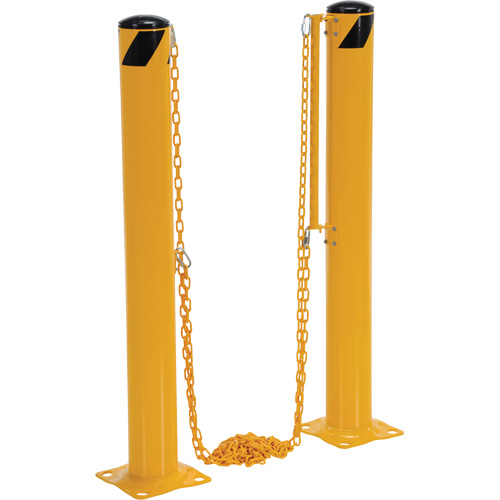 Dock Chain Barrier Bollard System, Steel, 42" H x 6-5/8" W, Yellow Groupe Belzile Dickner