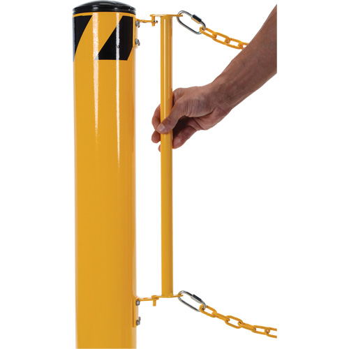 Dock Chain Barrier Bollard System, Steel, 42" H x 6-5/8" W, Yellow Groupe Belzile Dickner