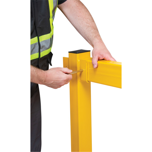 Corner Post for Light-Duty Guard Rails, Steel, 42" H, Safety Yellow Groupe Belzile Dickner