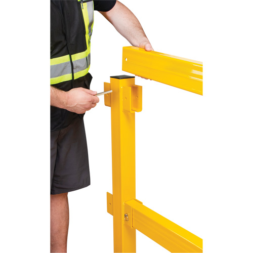 Corner Post for Light-Duty Guard Rails, Steel, 42" H, Safety Yellow Groupe Belzile Dickner