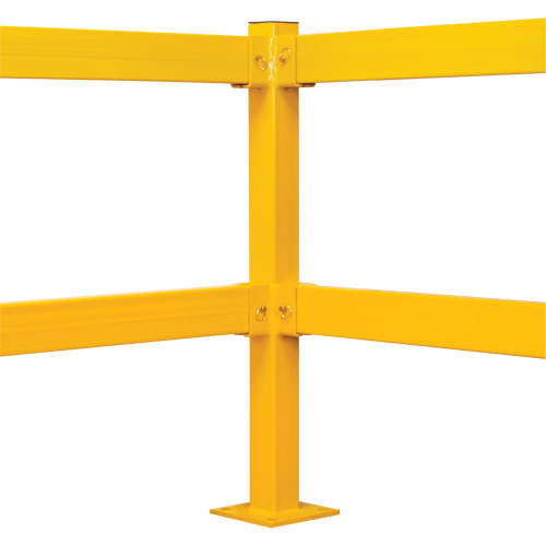 Corner Post for Light-Duty Guard Rails, Steel, 42" H, Safety Yellow Groupe Belzile Dickner