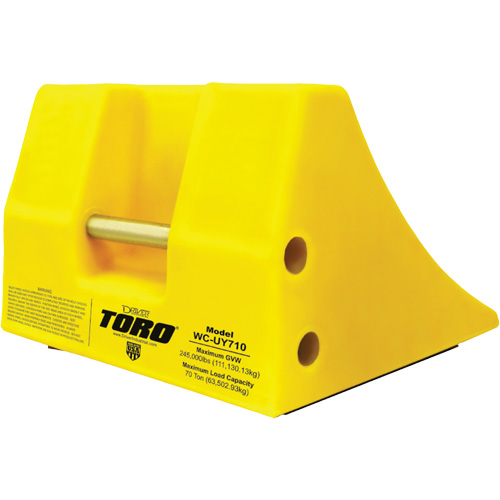 70 Ton Large Equipment Wheel Chock with Handle, Urethane, Yellow Groupe Belzile Dickner