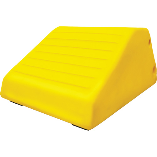 255 Ton Large Equipment Wheel Chock with Handle & Hole, Urethane, Yellow Groupe Belzile Dickner