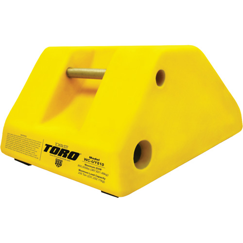 255 Ton Large Equipment Wheel Chock with Handle & Hole, Urethane, Yellow Groupe Belzile Dickner
