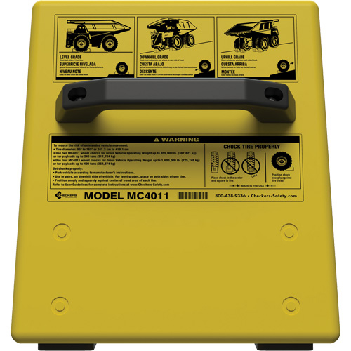 Cale de roue ultra-robuste pour l'exploitation mini&egrave;re Checkers Safety sans support, PEHD, Jaune, 14-1/2" la x 17-1/2" p x 16" h Groupe Belzile Dickner