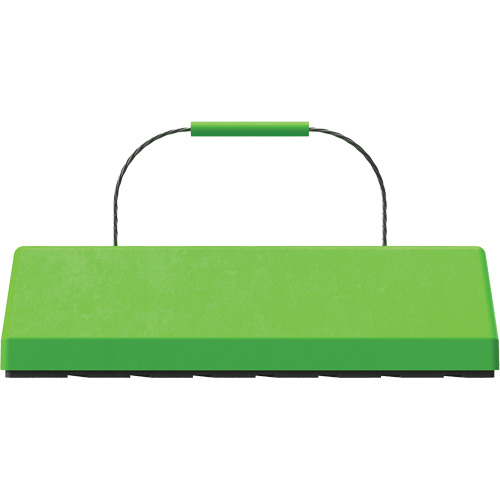 Cale de roue pour avion Checkers Safety SafeRay avec poign&eacute;e &agrave; c&acirc;ble & patin en caoutchouc, Ur&eacute;thane, Vert fluorescent, 24" la x 8" p x 6" h Groupe Belzile Dickner