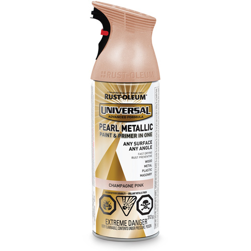 Couche de fond et rev&ecirc;tement perl&eacute; &agrave; vaporiser Universal, Rose champagne, M&eacute;tallique, Canette a&eacute;rosol Groupe Belzile Dickner