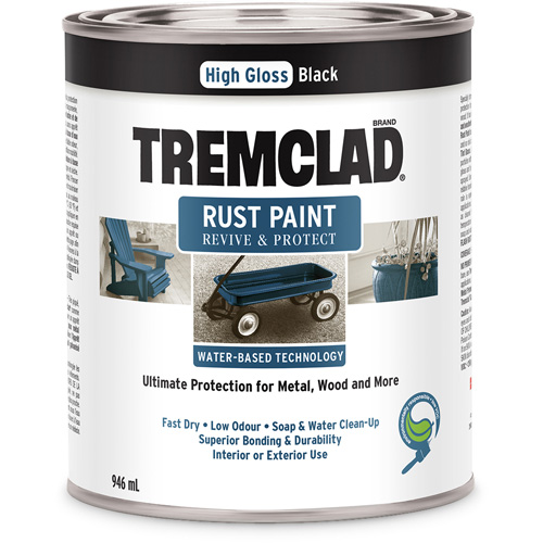 Peinture antirouille &agrave; base d'eau Tremclad, 946 ml, Canette, Noir Groupe Belzile Dickner