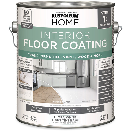 Home Interior Floor Coating System Base Coat, 3.61 L, Water-Based, Very Flat, Tint Base/White Groupe Belzile Dickner