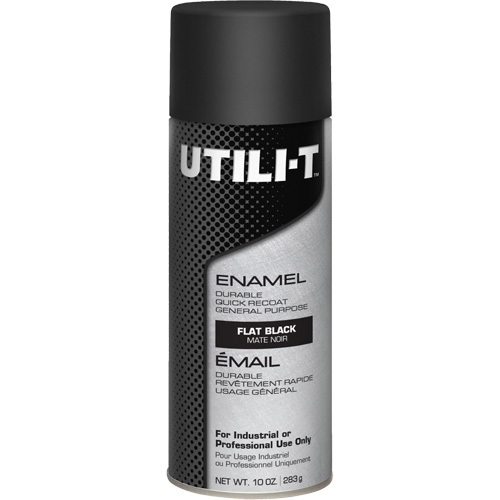 UTILI-T General Purpose Enamel Spray Paint, Black, Flat, 10 oz./283 g, Aerosol Can Groupe Belzile Dickner