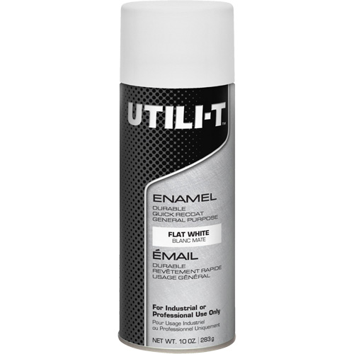 UTILI-T General Purpose Enamel Spray Paint, White, Flat, 10 oz./283 g, Aerosol Can Groupe Belzile Dickner
