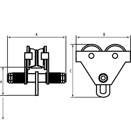 Adjustable Trolleys, 1000 lbs. (0.5 tons) Groupe Belzile Dickner