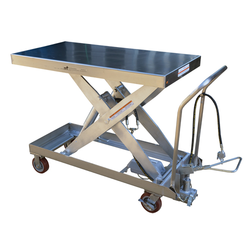 Pneumatic Hydraulic Scissor Lift Table, Stainless Steel, 47-1/2" L x 24" W, 2000 lbs. Cap. Groupe Belzile Dickner