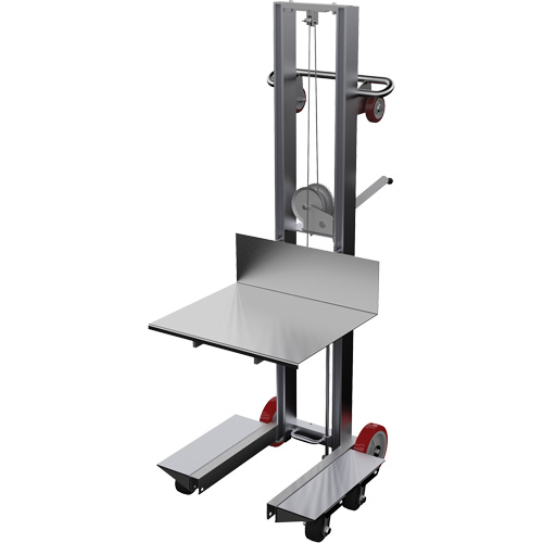 Platform Lift Stacker, Hand Winch Operated, 400 lbs. Capacity, 60" Max Lift Groupe Belzile Dickner