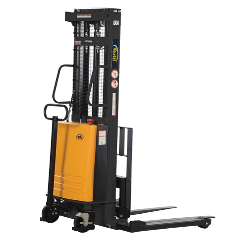 Fork Lift Stacker, Electric Operated, 2000 lbs. Capacity, 118" Max Lift Groupe Belzile Dickner