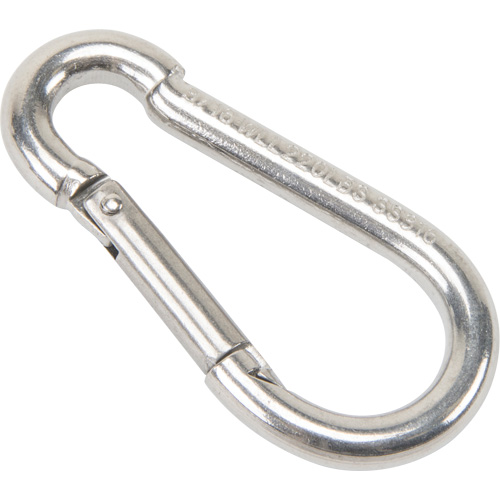 Stainless Steel Snap Hook, 220 lbs (0.11 tons) Working Load Limit, 3/16" Size, 5/16" Eye Groupe Belzile Dickner