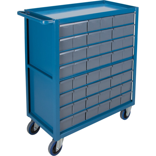 Chariot &agrave; tablette avec tiroir, 1200 lb Capacit&eacute;, Acier, 18" x la, 35" x ha, 36" p, Roues en Caoutchouc, Enti&egrave;rement soud&eacute;, 48 tirroirs Groupe Belzile Dickner