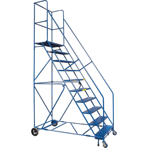 CSA-Certified Rolling Step Ladder with Locking Step, 10 Steps, 30" Step Width, 89" Platform Height, Steel Groupe Belzile Dickner