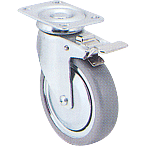 Zinc Plated Caster, Swivel with Brake, 3" (76 mm), Polyolefin, 180 lbs. (82 kg.) Groupe Belzile Dickner
