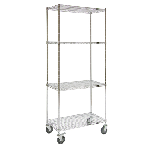 Wire Shelf Cart, Chrome Plated, 36" x 80" x 18", 800 lbs. Capacity Groupe Belzile Dickner