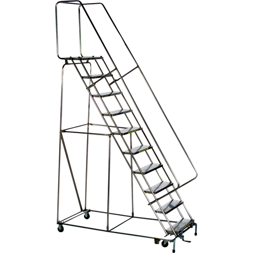 &eacute;chelles roulantes &agrave; marche verrouillable, 12 marches, Largeur de la marche 24", Hauteur de la plateforme 120", Acier inoxydable Groupe Belzile Dickner
