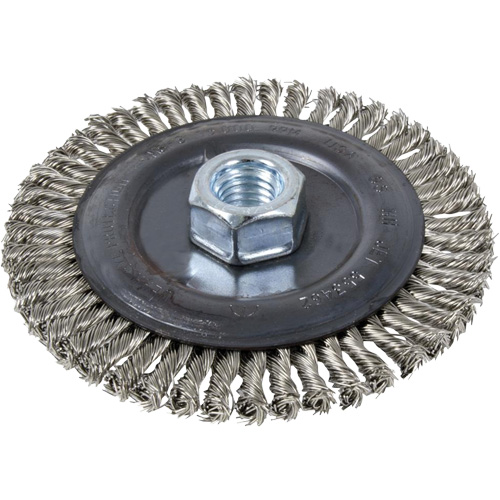 Stringer Bead Brush Wheel, 6" Dia., 0.022" Fill, 5/8"-11 Arbor Groupe Belzile Dickner