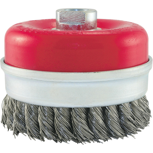 Brosse boisseau &agrave; fils li&eacute;s et nou&eacute;s, 4" dia. x 5/8"-11 arbre Groupe Belzile Dickner