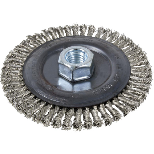 Stringer Bead Brush, 4" Dia., 0.022" Fill, 5/8"-11 Arbor, Stainless Steel Groupe Belzile Dickner