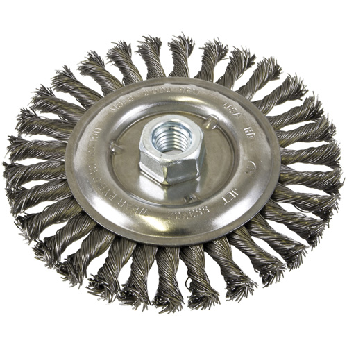 Standard Face Knot Wire Wheel Threaded, 6" Dia., 0.022" Fill, 5/8"-11 Arbor, Steel Groupe Belzile Dickner