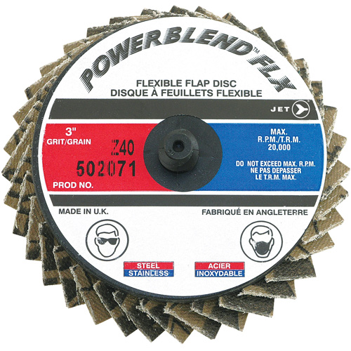 Powerblend FLX Roll-on Flap Disc, 3" x Type R, Z40 Grit, Zirconia Alumina Groupe Belzile Dickner