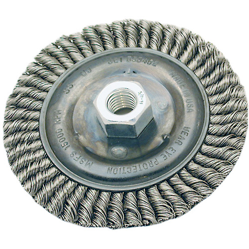 Stringer Bead Brush, 4" Dia., 0.022" Fill, 5/8"-11 Arbor, Steel Groupe Belzile Dickner
