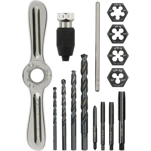 Tap and Die Set with Hex-Lok 2-in-1 Handle, 15 Pieces Groupe Belzile Dickner