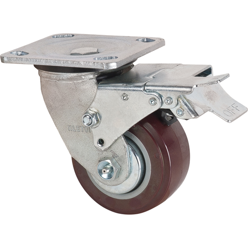 Caster, Swivel with Brake, 4" (101.6 mm), Polyurethane, 550 lbs. (249.5 kg.) Groupe Belzile Dickner