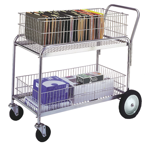 Chariot de bureau en treillis m&eacute;tallique pour le courrier, 250 lb Capacit&eacute;, Chrome, 23-3/4" p x 43" la x 38-1/2" h, Chrom&eacute; Groupe Belzile Dickner