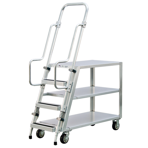 Aluminum Stock Picking Ladder Cart, Aluminum, 22" W x 51-1/2" D, 3 Shelves, 800 lbs. Capacity Groupe Belzile Dickner