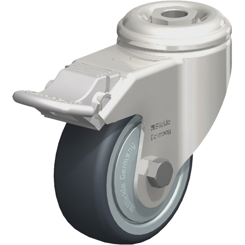 Stainless Steel Thermoplastic Elastomer Caster, Swivel with Brake, 3-1/8" (79.5 mm) Dia., 220 lbs. (100 kg.) Capacity Groupe Belzile Dickner