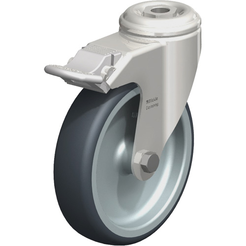 Stainless Steel Thermoplastic Elastomer Caster, Swivel with Brake, 5" (127 mm) Dia., 265 lbs. (120 kg.) Capacity Groupe Belzile Dickner